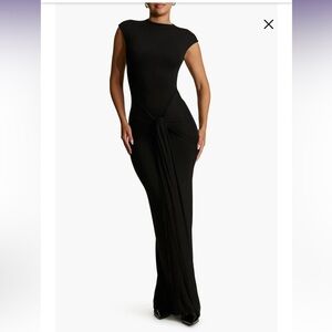 Naked Wardrobe Black Tie Front Maxidress